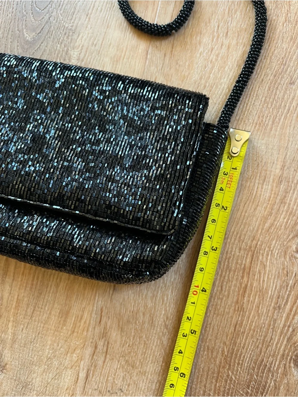 Black Beaded Evening Shoulder Bag